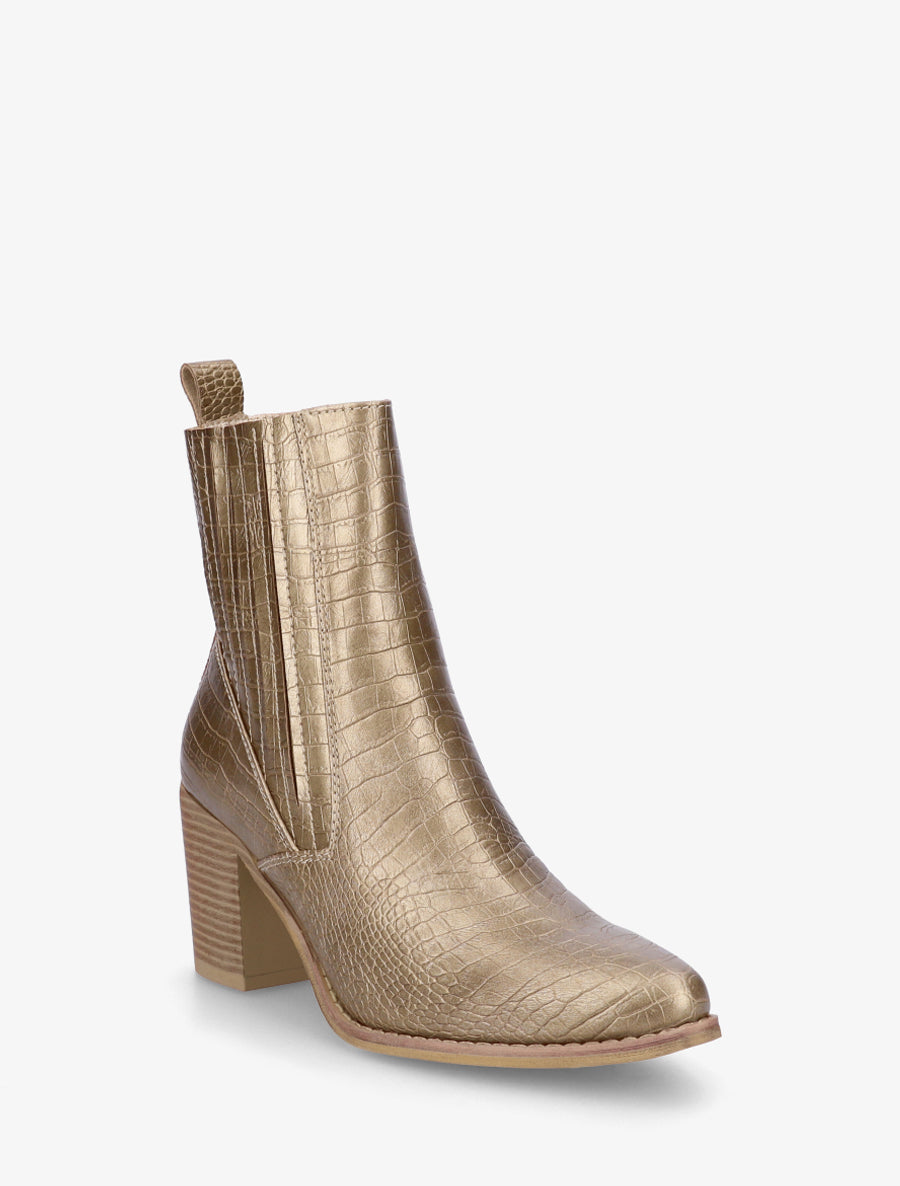 Bottines imprimé croco - Or - 2