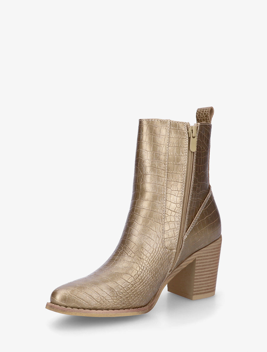 Bottines imprimé croco - Or - 3
