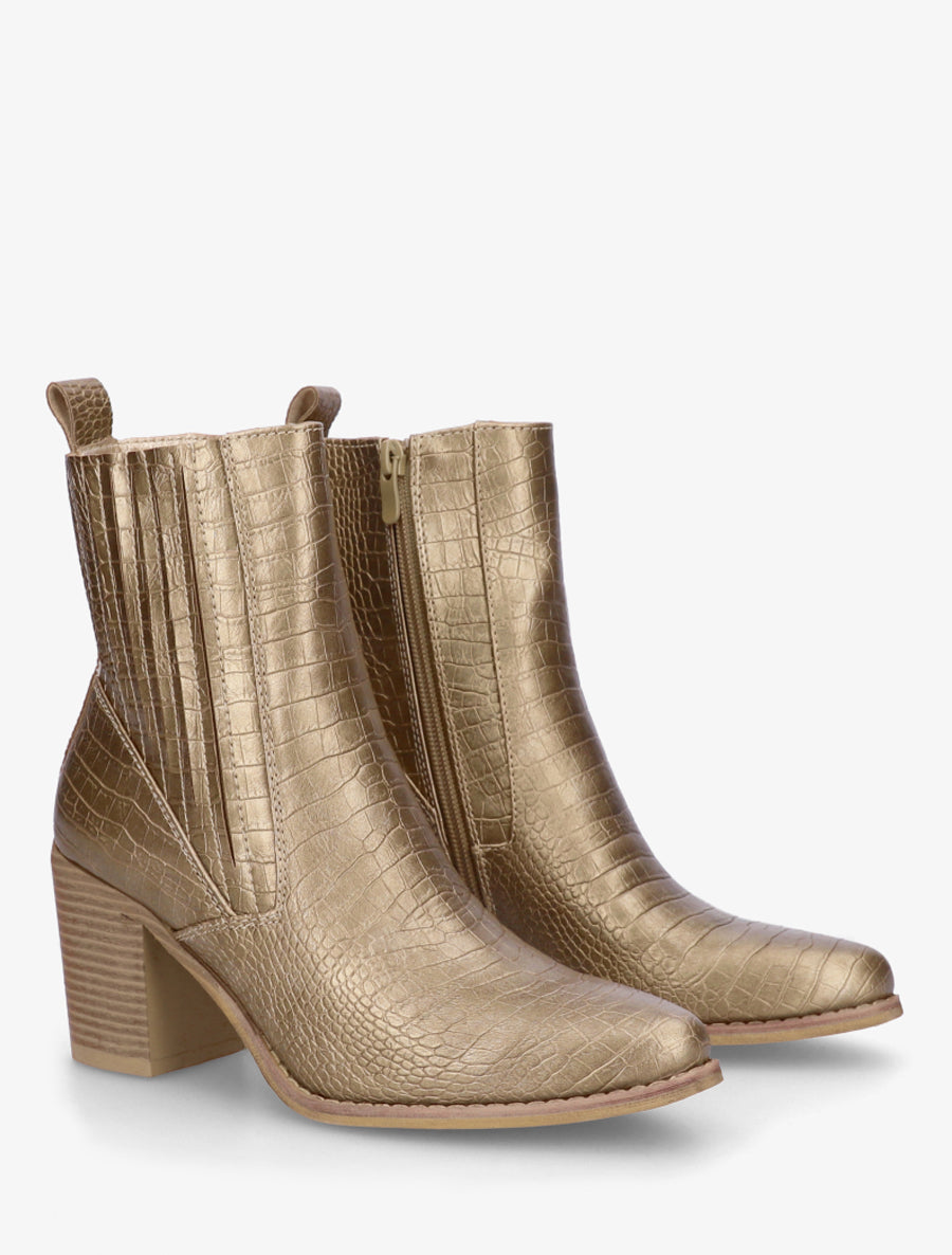 Bottines imprimé croco - Or - 4