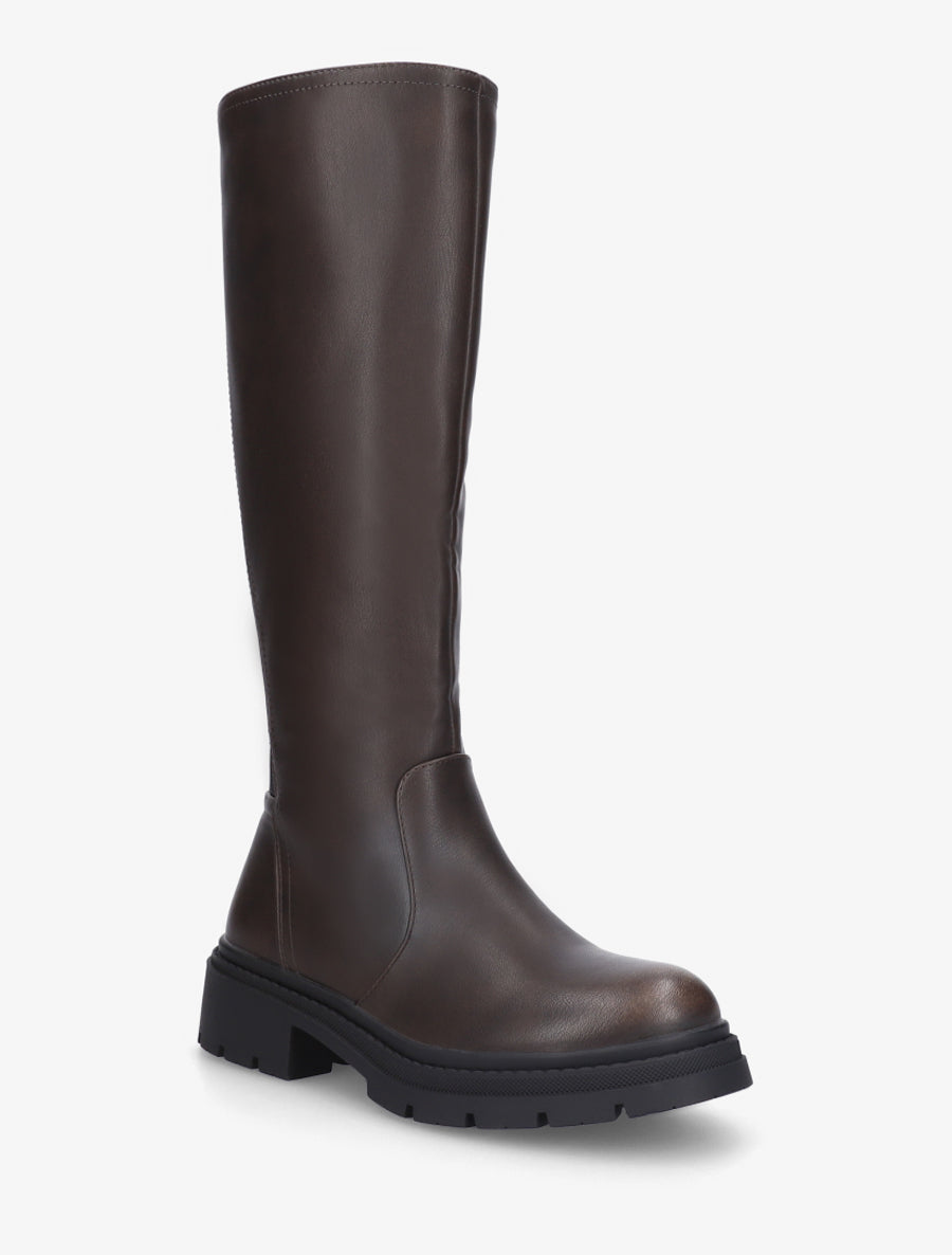 Bottes élastiquées en simili - Marron - 2