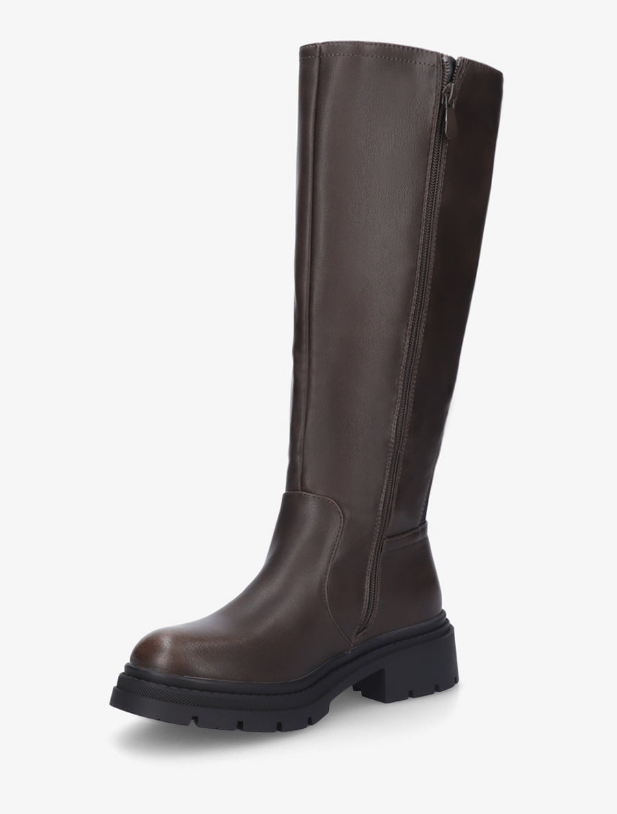 Bottes élastiquées en simili - Marron - 3