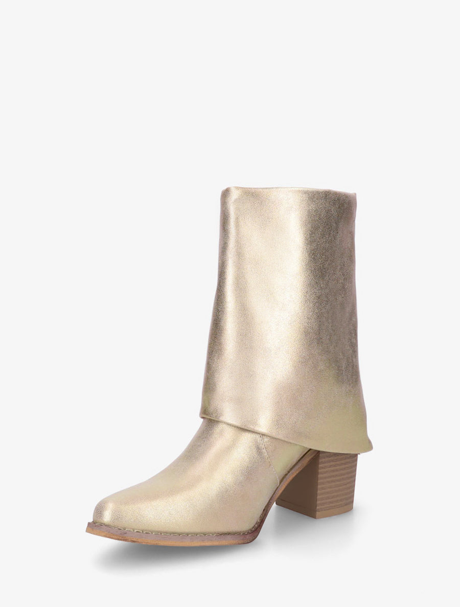 Bottines à revers et bouts pointus - Or - 3