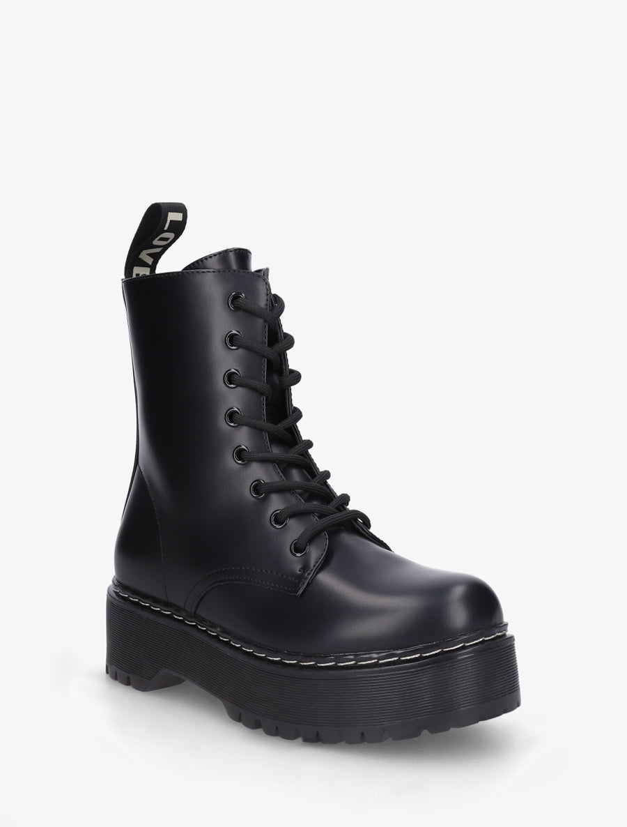 Boots style rangers en simili - Noir - 2