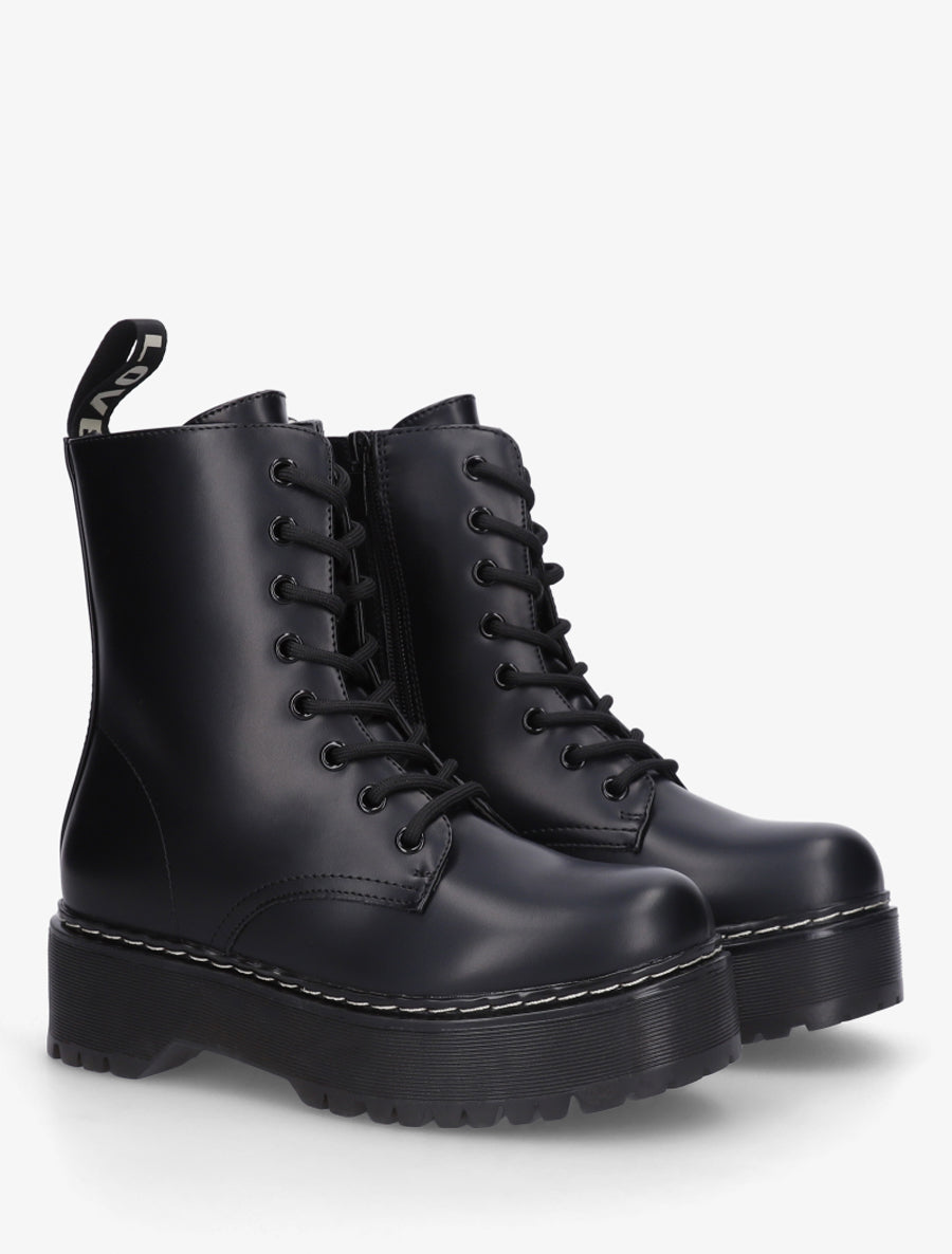Boots style rangers en simili - Noir - 4