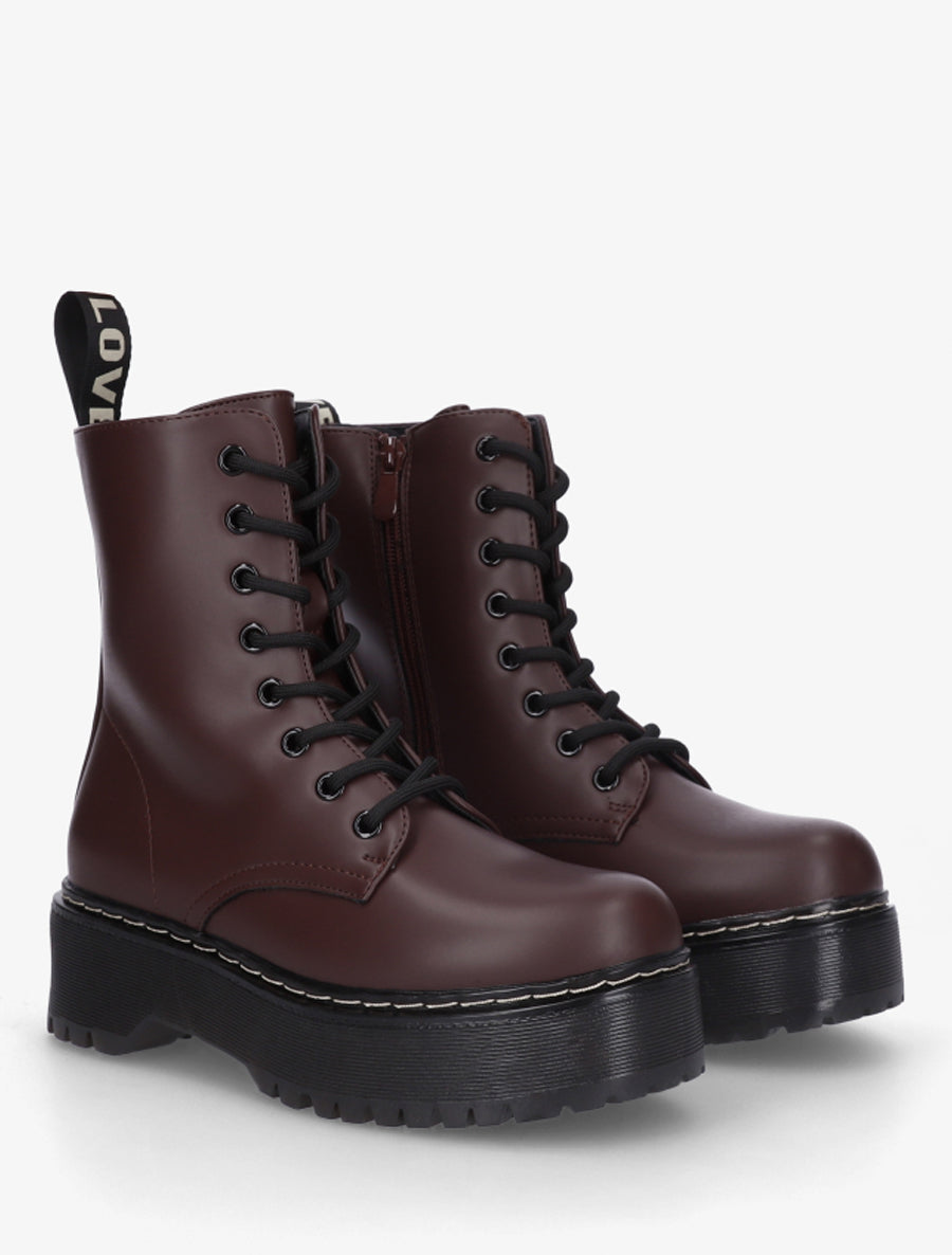 Boots style rangers en simili - Bordeaux - 4