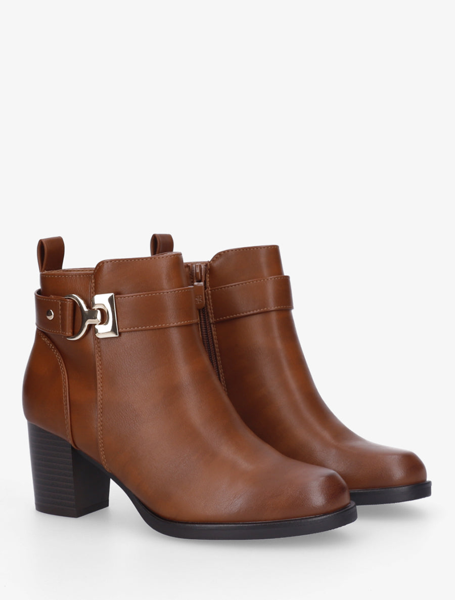 Bottines basiques en simili - Camel - 4
