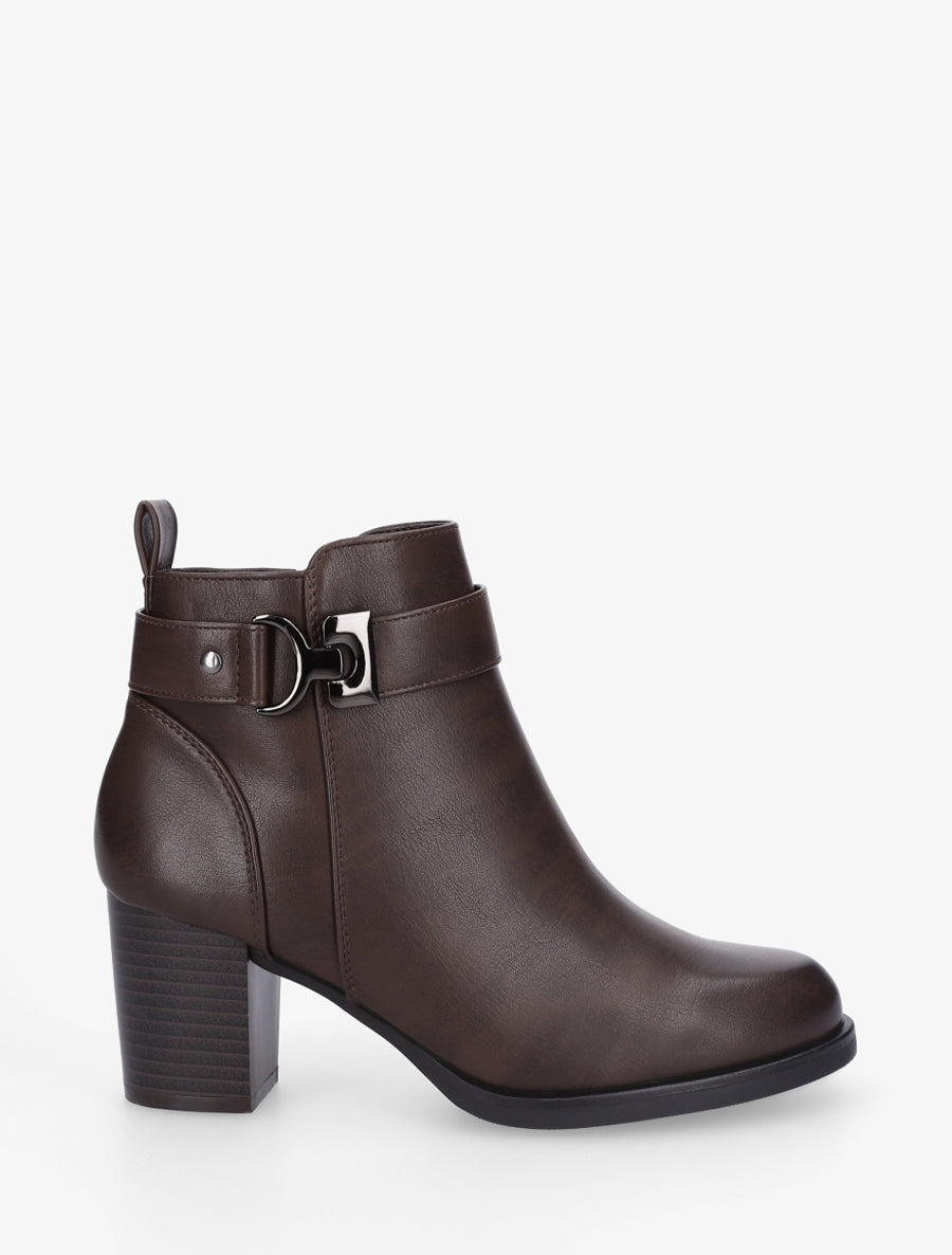 Bottines basiques en simili - Marron - 1