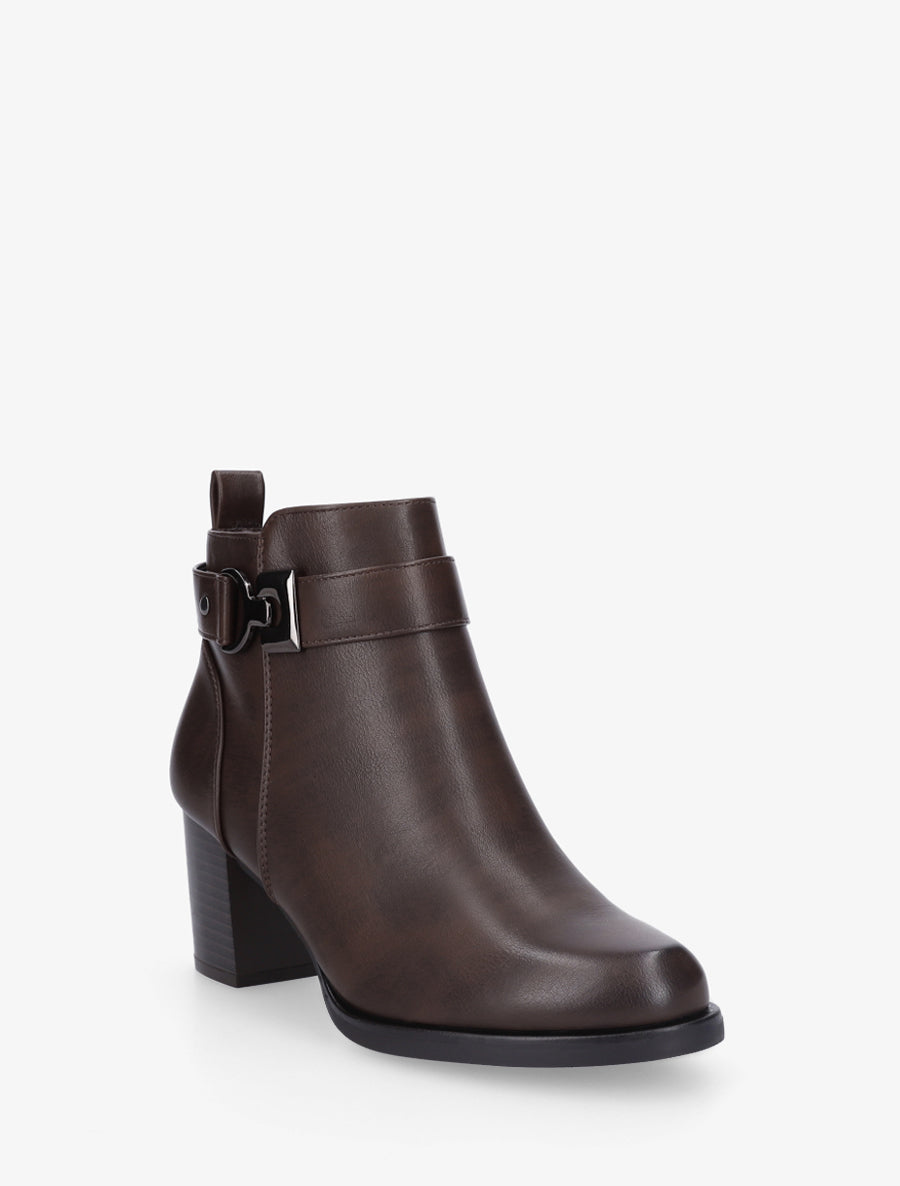 Bottines basiques en simili - Marron - 2
