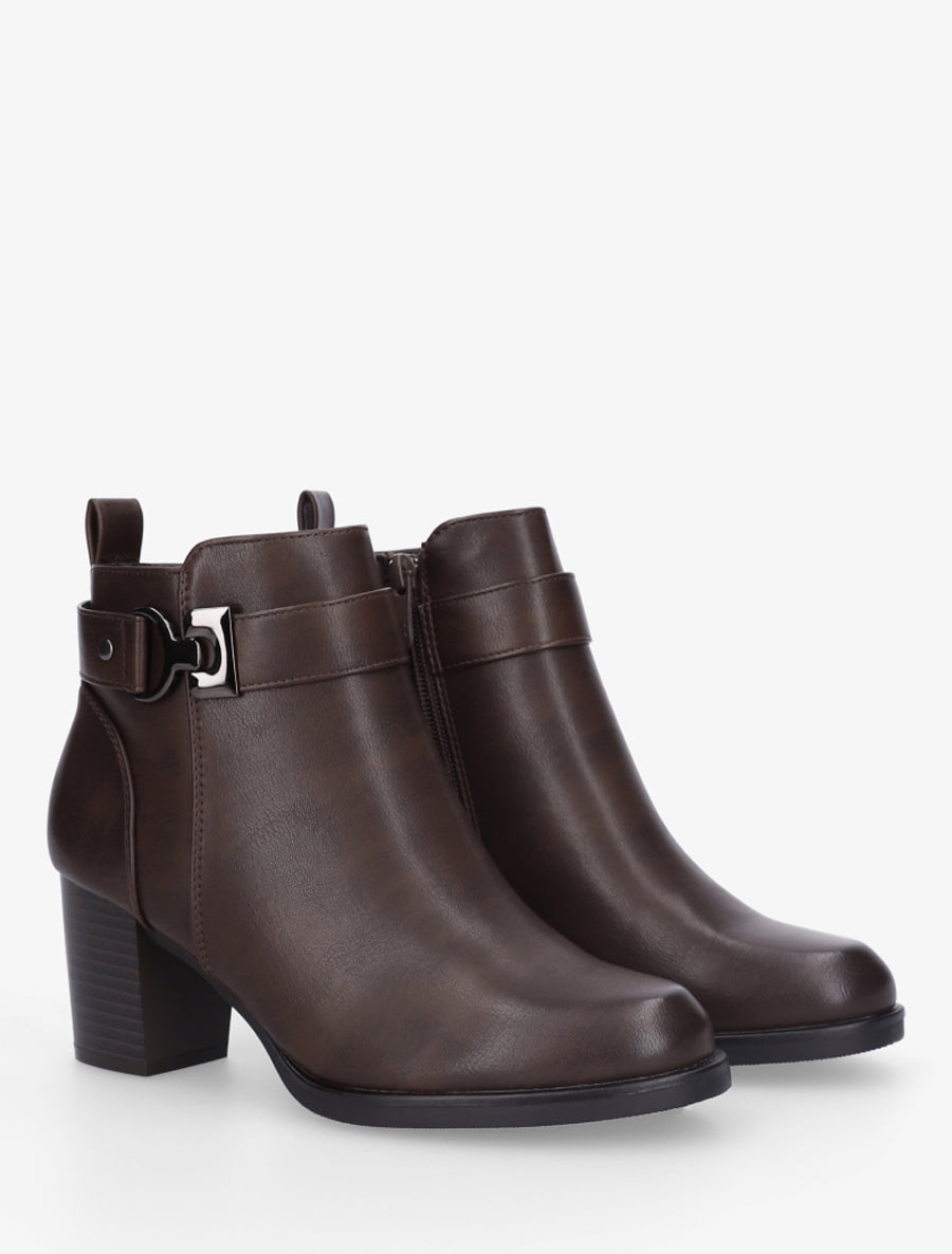 Bottines basiques en simili - Marron - 4