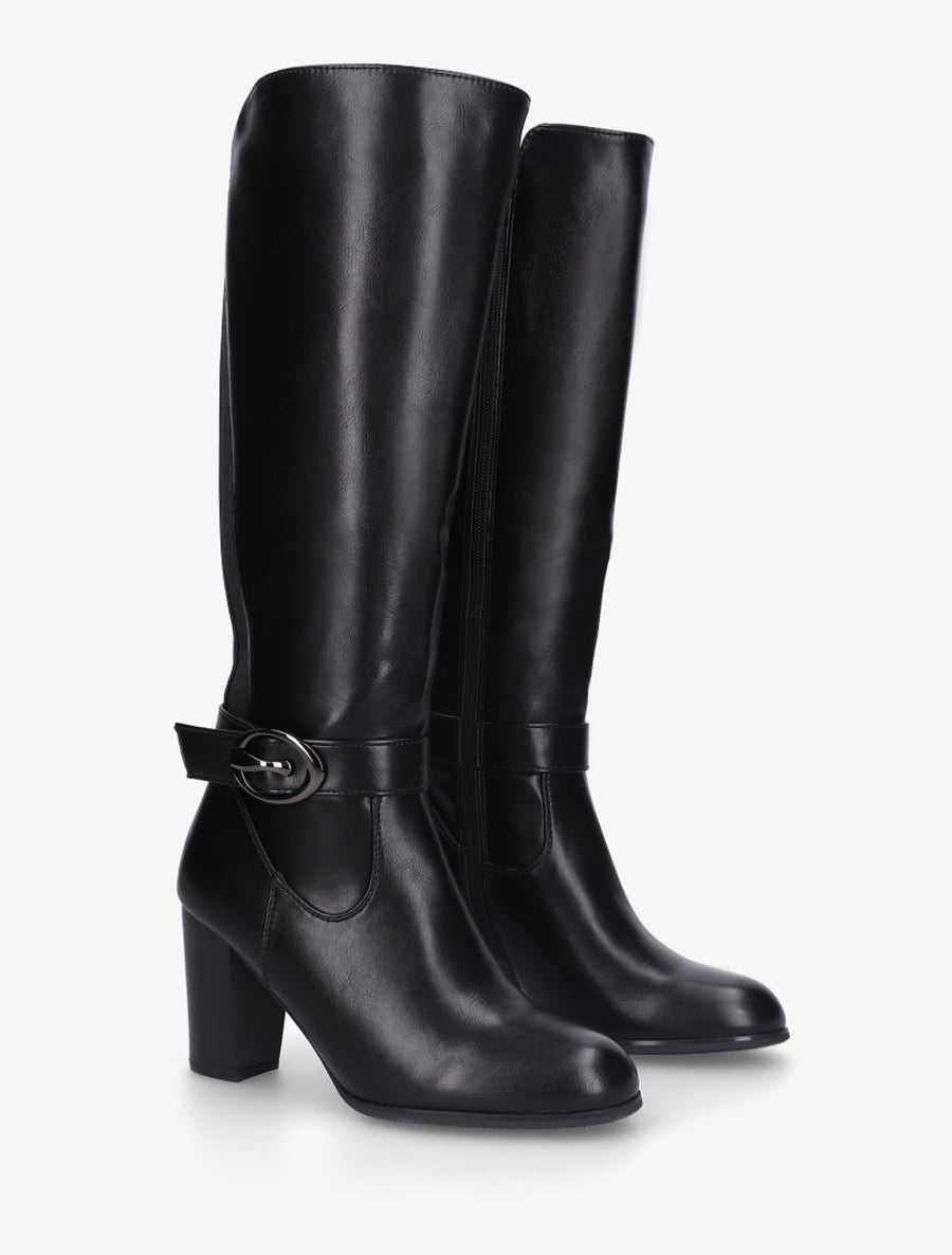 Bottes élastiquées à talon haut - Noir - 4