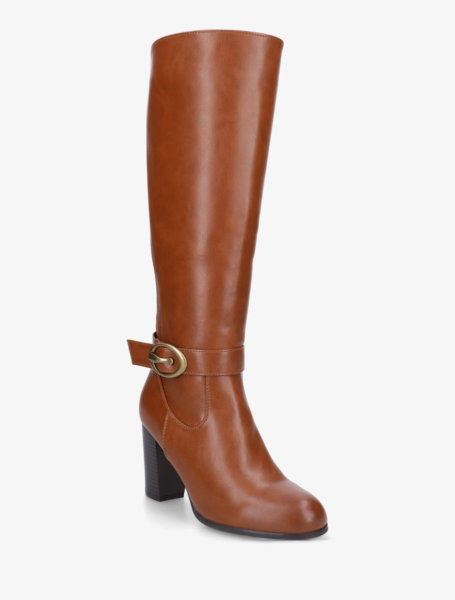 Bottes élastiquées à talon haut - Camel - 2