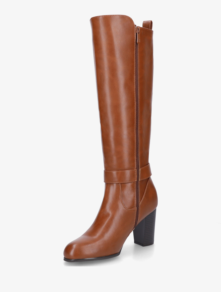 Bottes élastiquées à talon haut - Camel - 3
