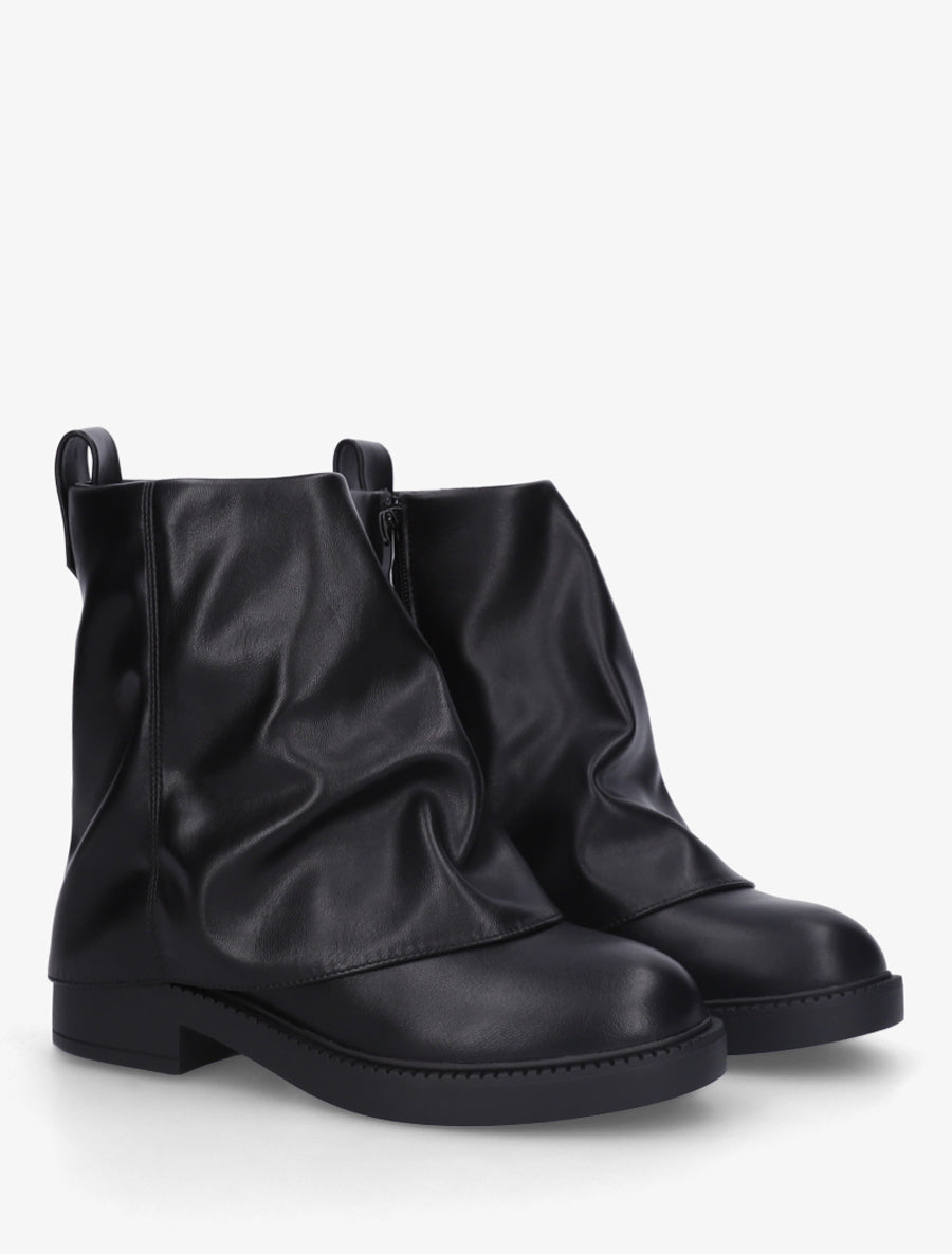 Boots à revers en simili - Noir - 4