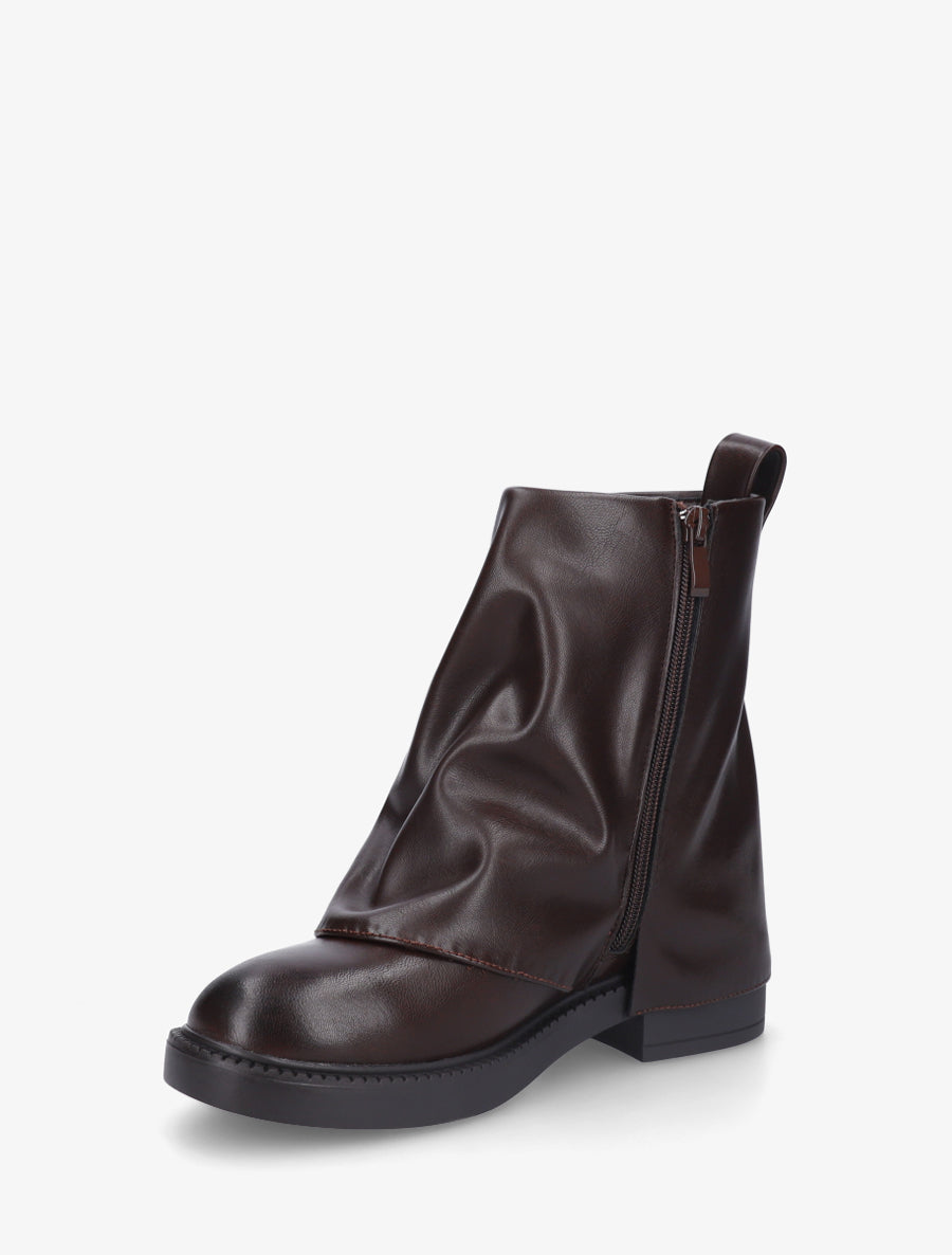 Boots à revers en simili - Marron - 3