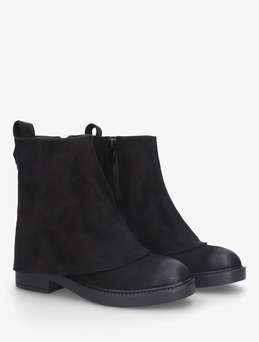 Boots à revers en suédine - Noir - 4