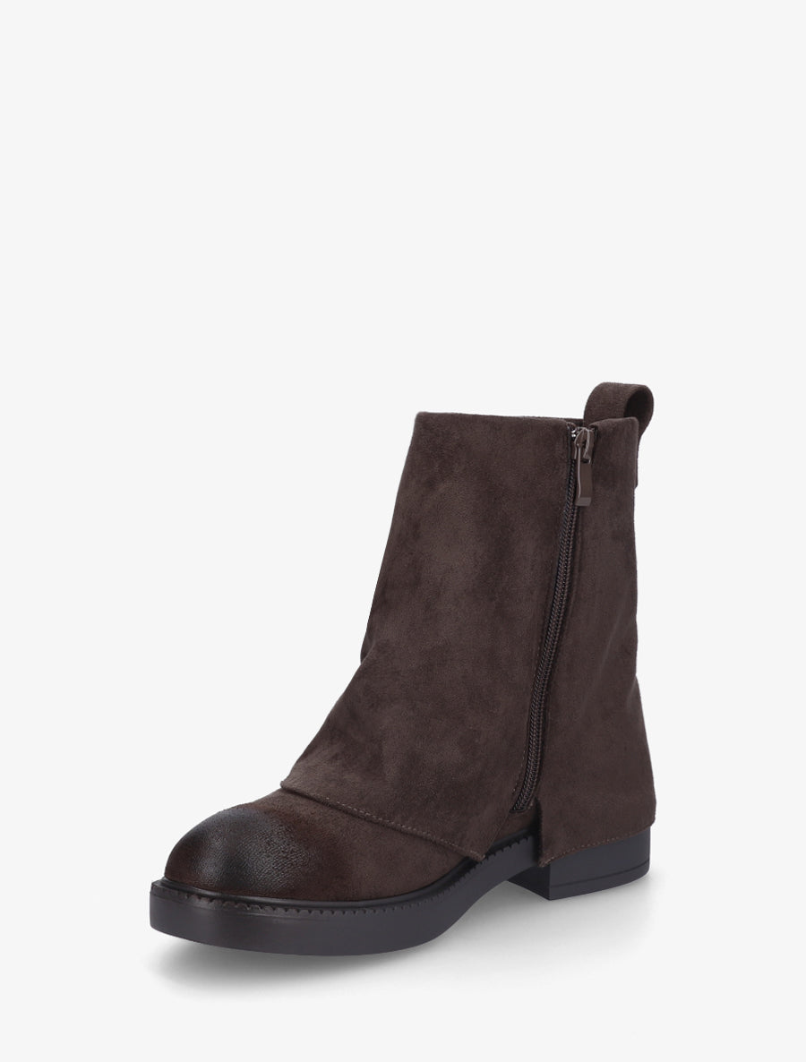 Boots à revers en suédine - Marron - 3