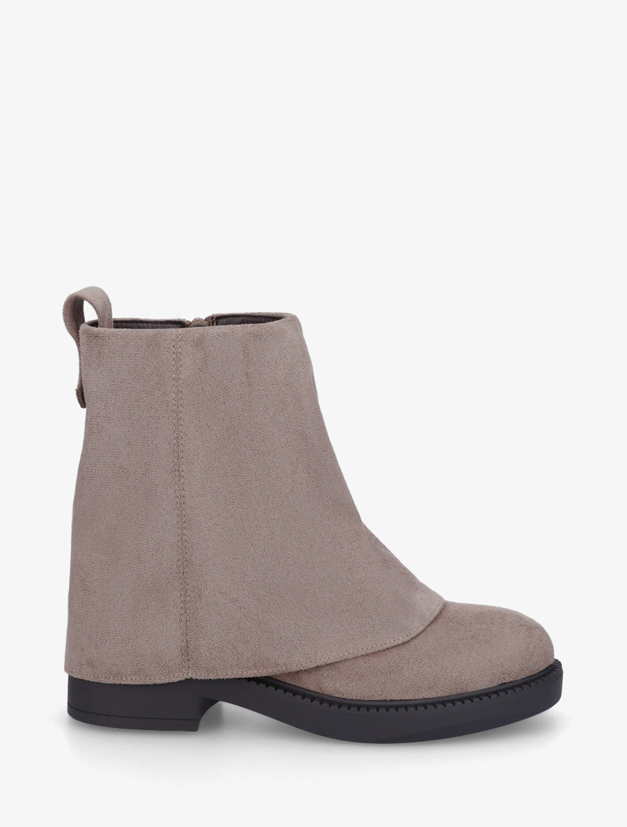 Boots à revers en suédine - Taupe - 1