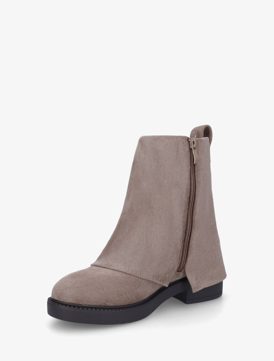 Boots à revers en suédine - Taupe - 3