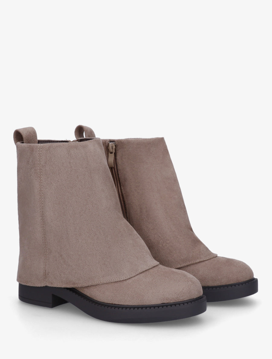 Boots à revers en suédine - Taupe - 4