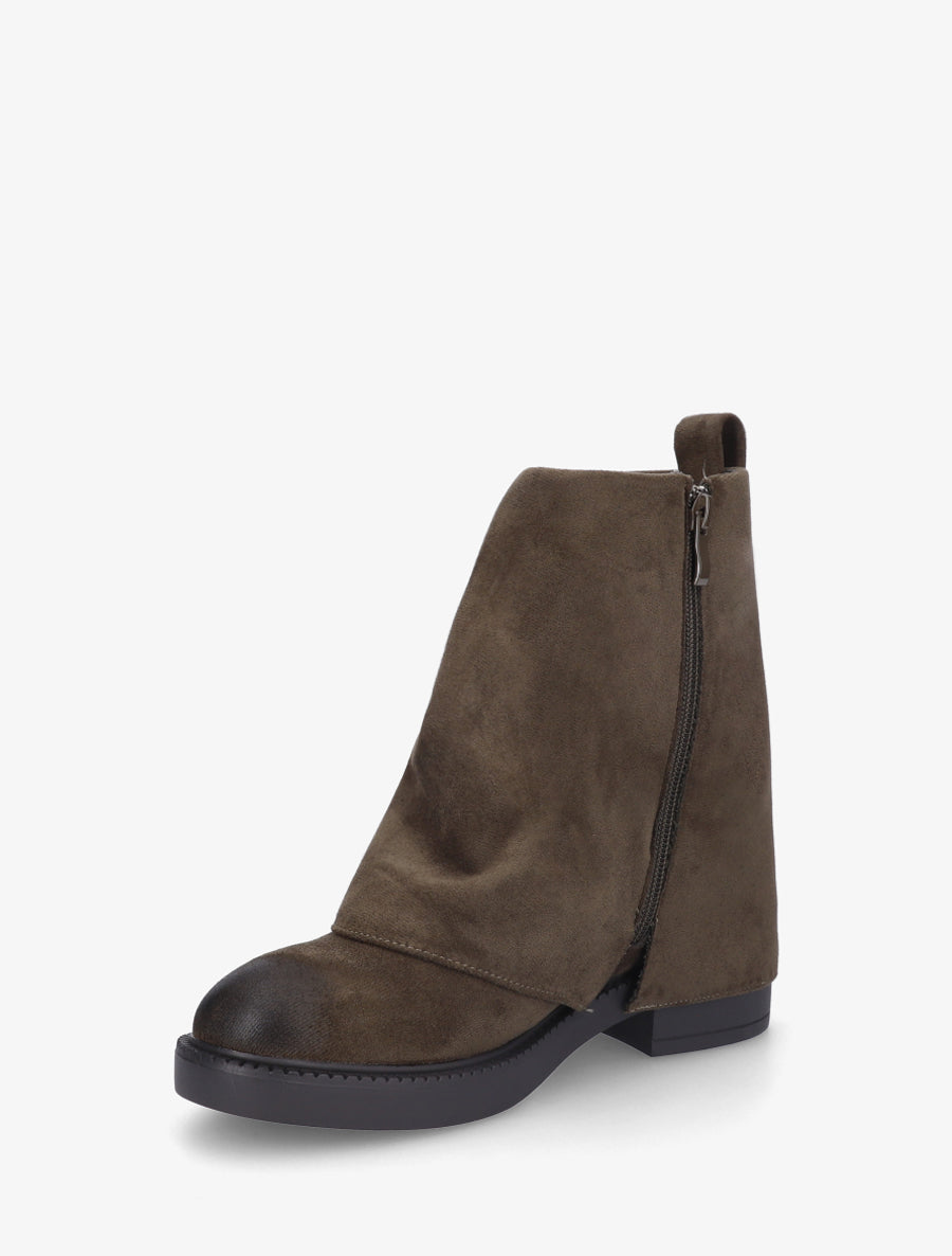 Boots à revers en suédine - Kaki - 3