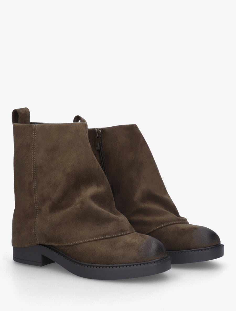 Boots à revers en suédine - Kaki - 4