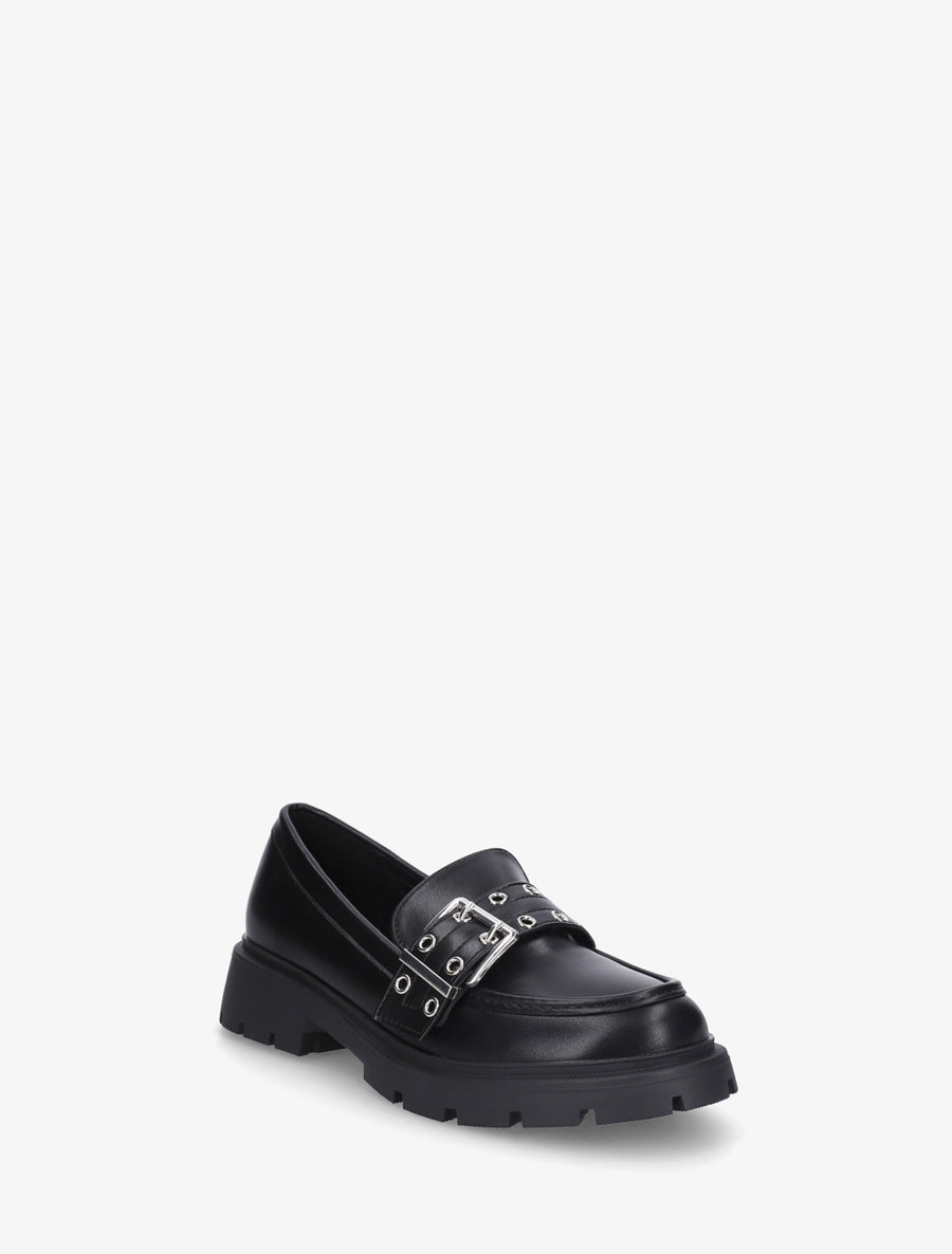 Mocassins en simili à sangle - Noir - 2