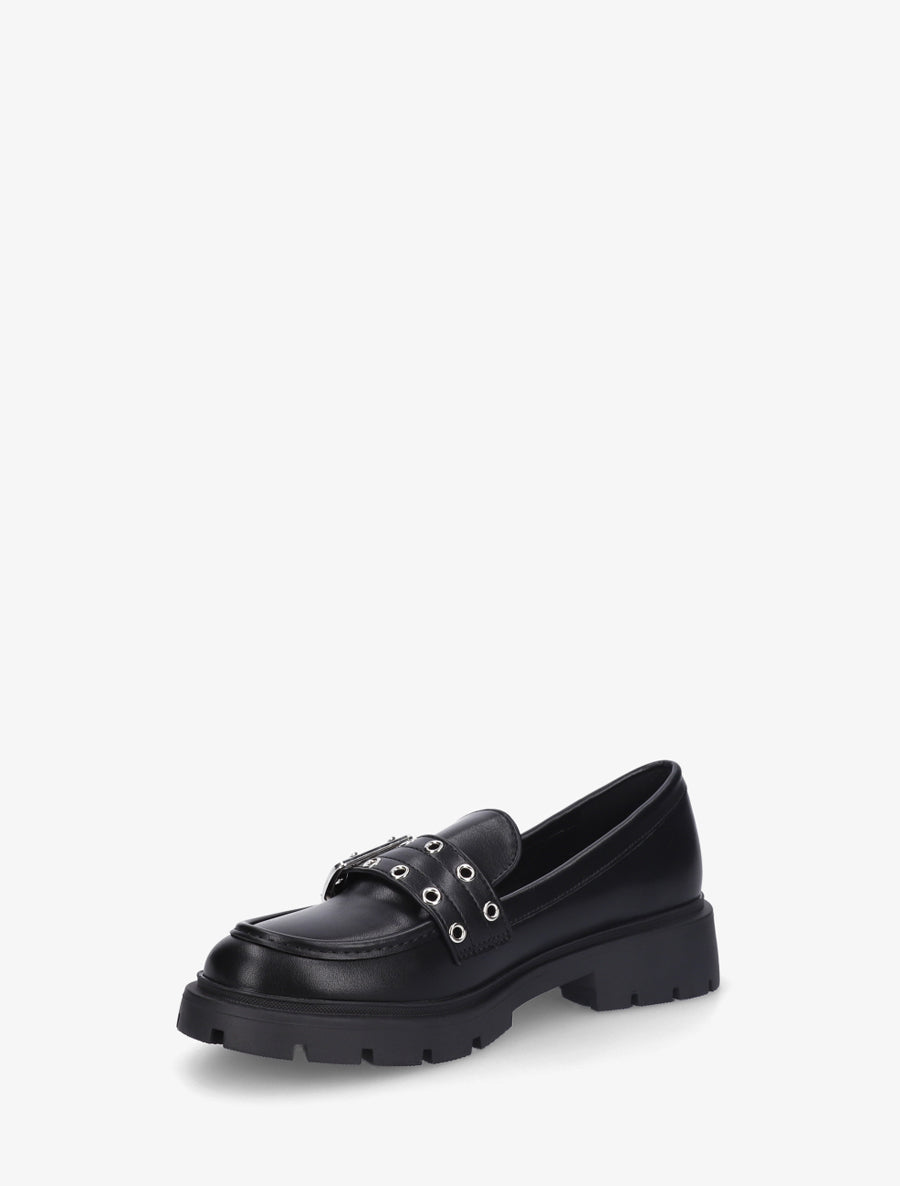 Mocassins en simili à sangle - Noir - 3