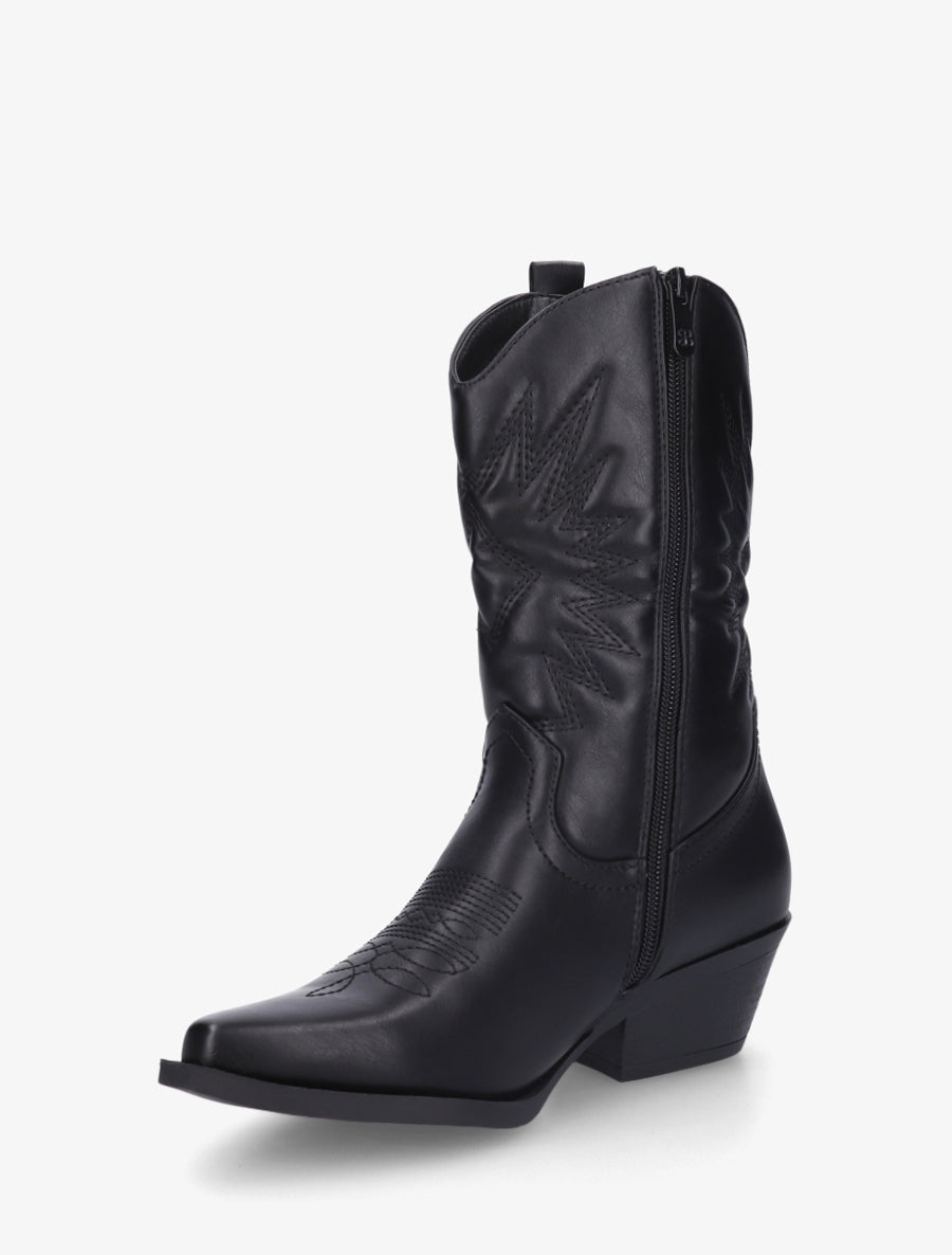 Bottines style santiags en simili - Noir - 3