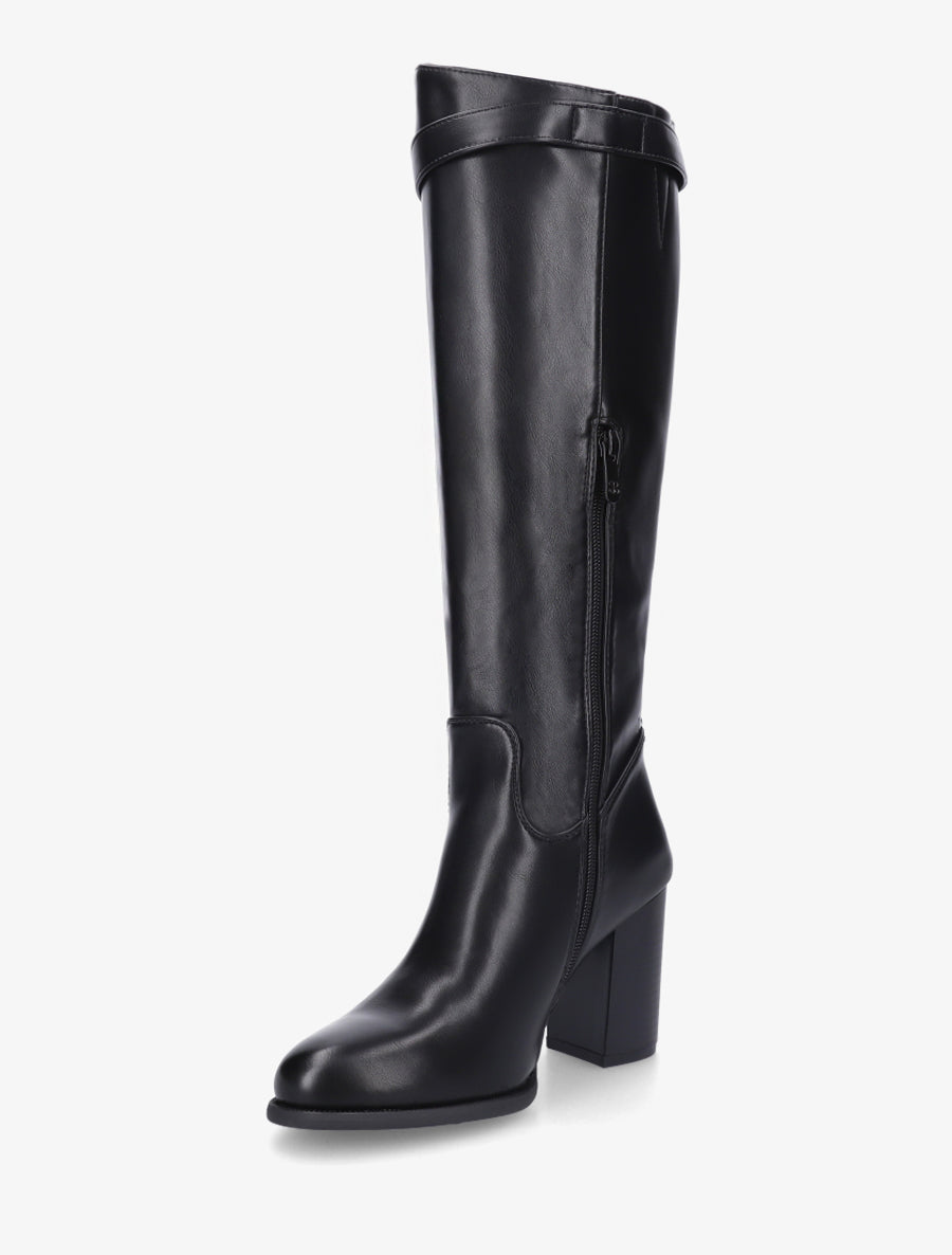 Bottes à talon en simili - Noir - 3