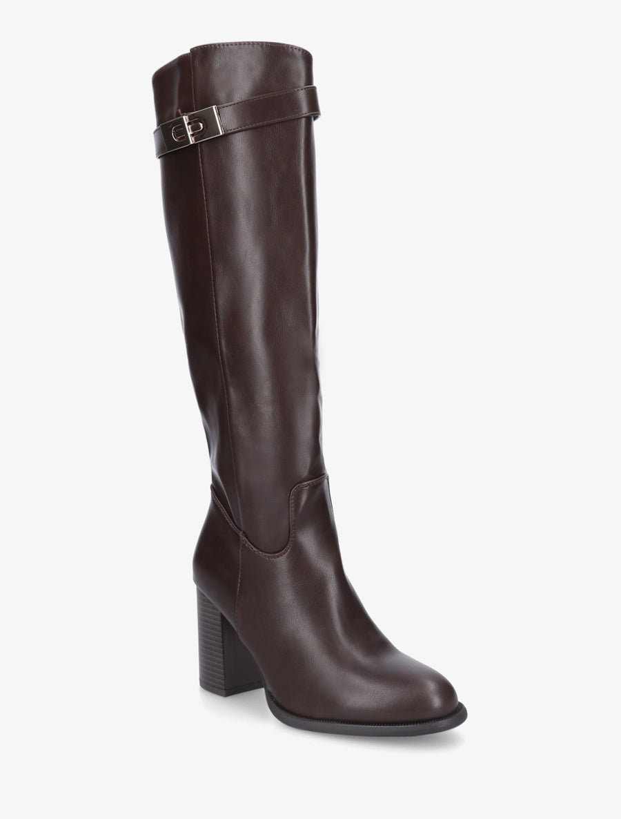 Bottes à talon en simili - Marron - 2