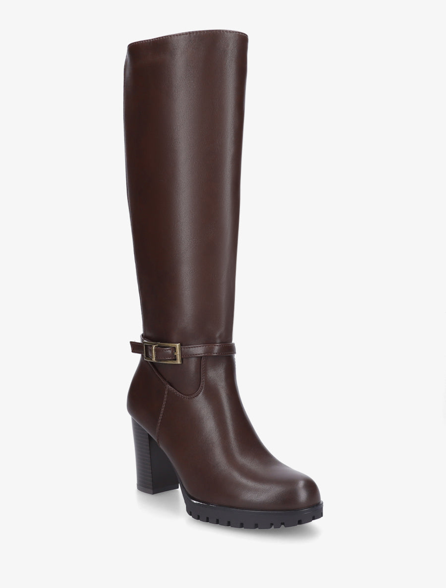 Bottes à semelle et talon haut crantés - Marron - 2