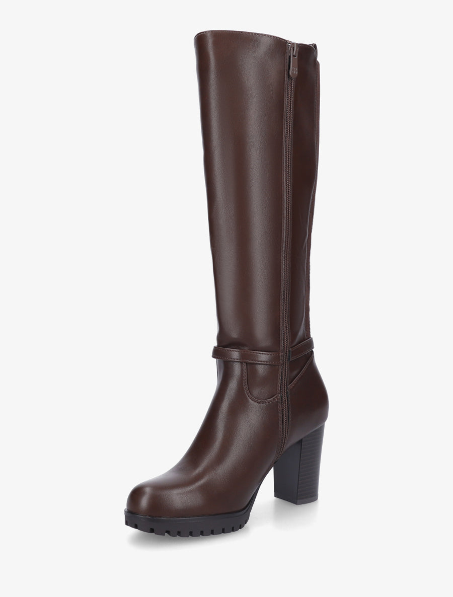 Bottes à semelle et talon haut crantés - Marron - 3