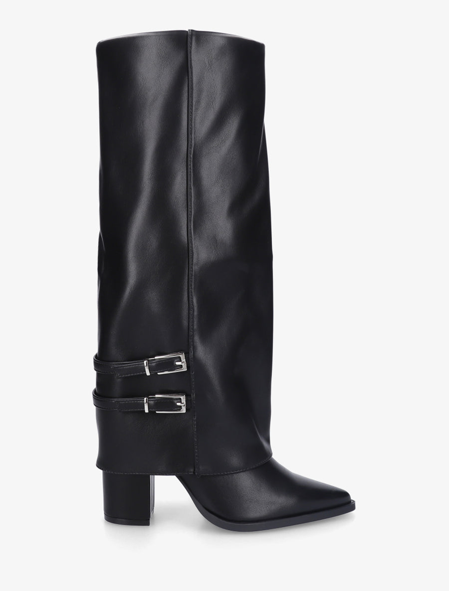 Bottes à revers et double sangles - Noir - 1