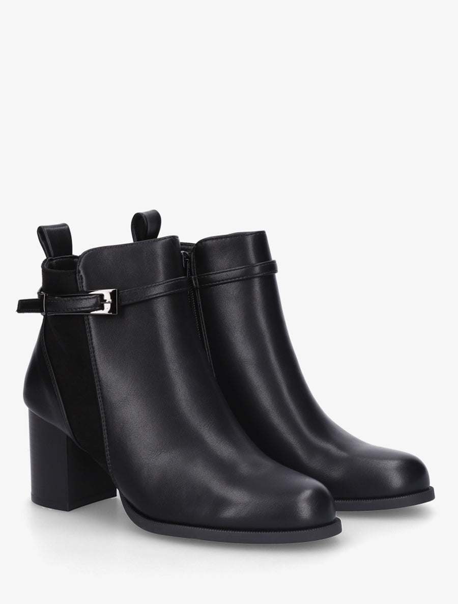 Bottines bi-matière à talon - Noir - 4