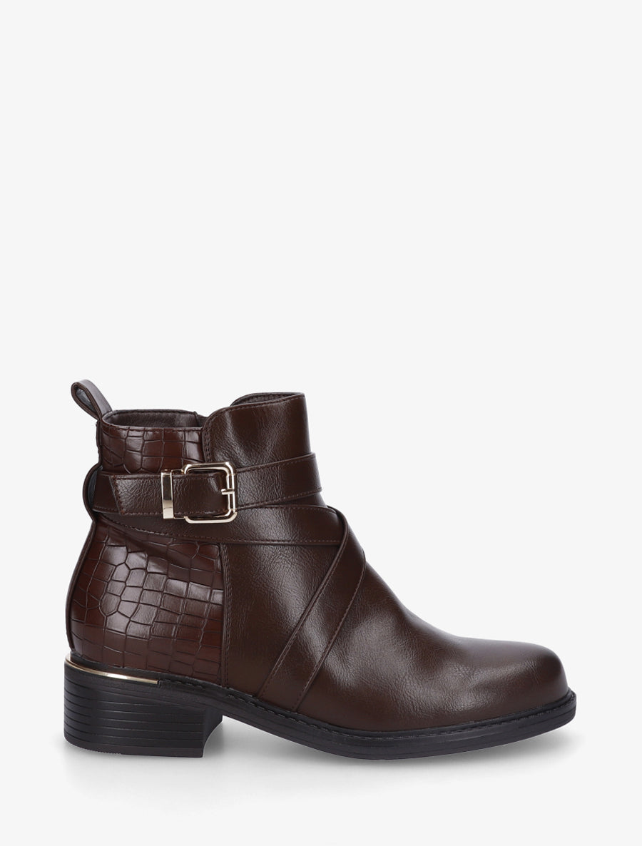 Bottines à contrefort croco - Marron - 1
