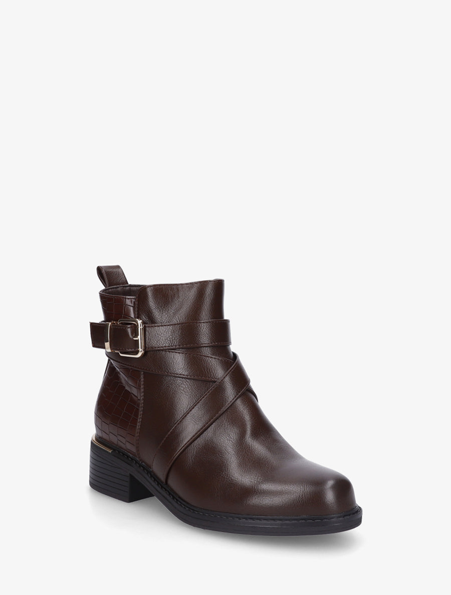 Bottines à contrefort croco - Marron - 2
