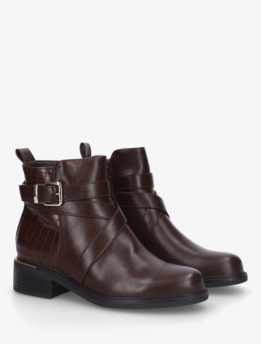 Bottines à contrefort croco - Marron - 4