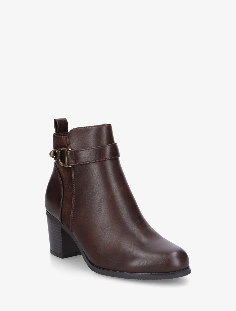Bottines bimatière à bride latérale - Marron - 2