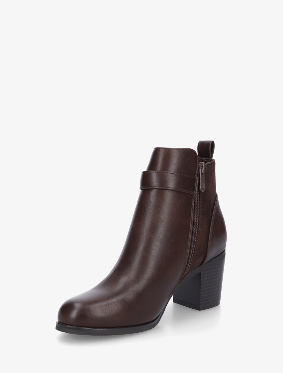 Bottines bimatière à bride latérale - Marron - 3