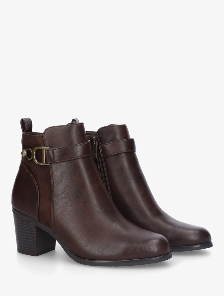 Bottines bimatière à bride latérale - Marron - 4