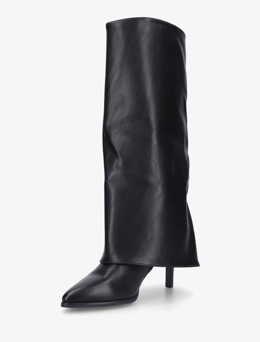 Bottes à revers et talon aiguille - Noir - 3