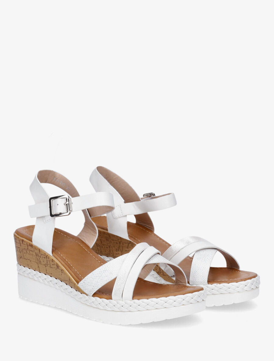 Sandales compensées à brides croisées - Blanc - 5