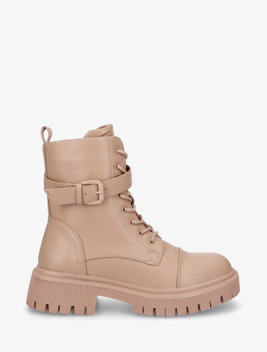 Bottines lacées style rangers - Beige foncé - 1