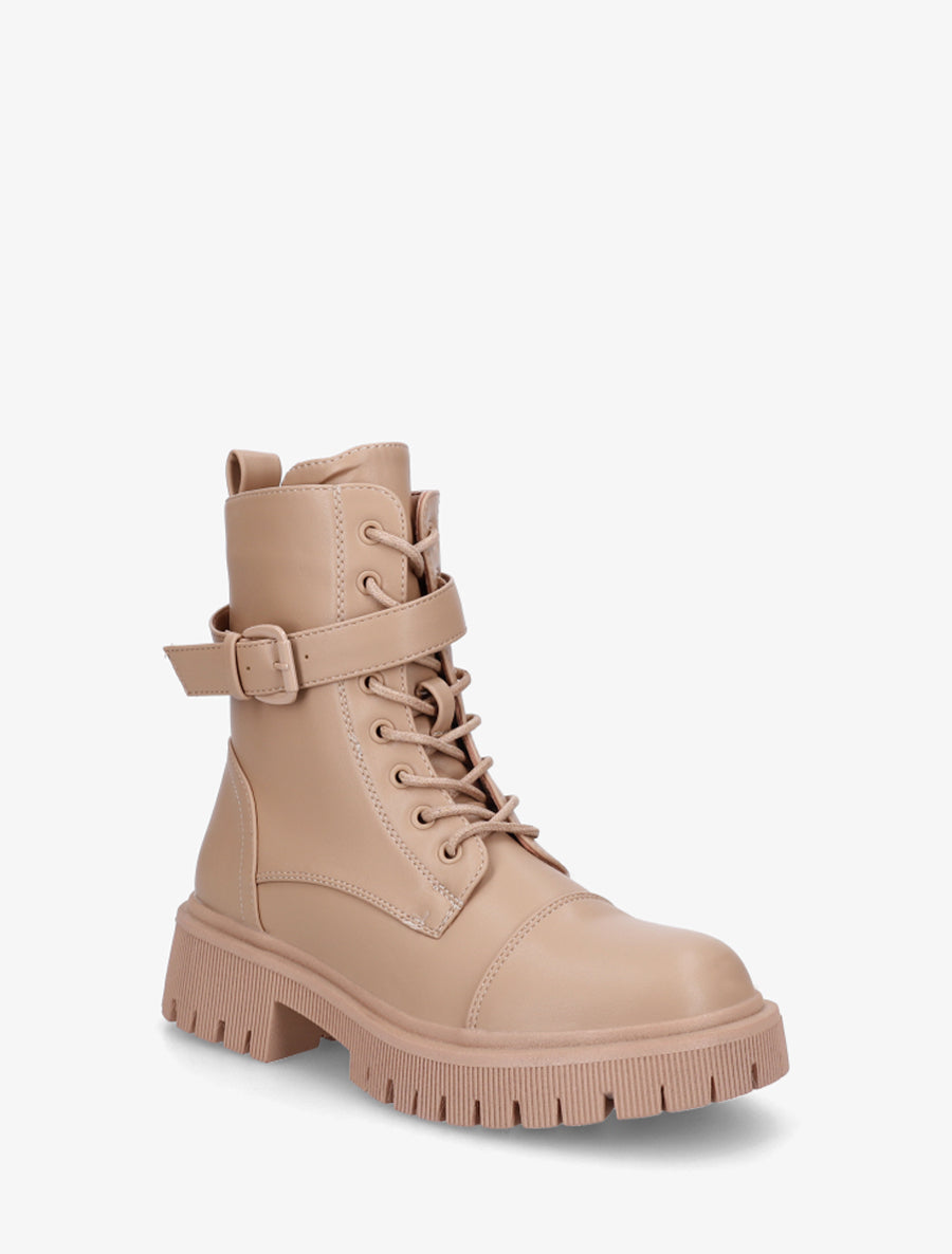 Bottines lacées style rangers - Beige foncé - 2
