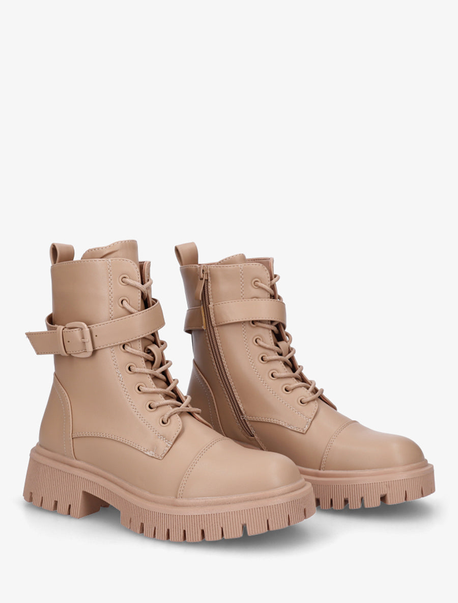 Bottines lacées style rangers - Beige foncé - 4