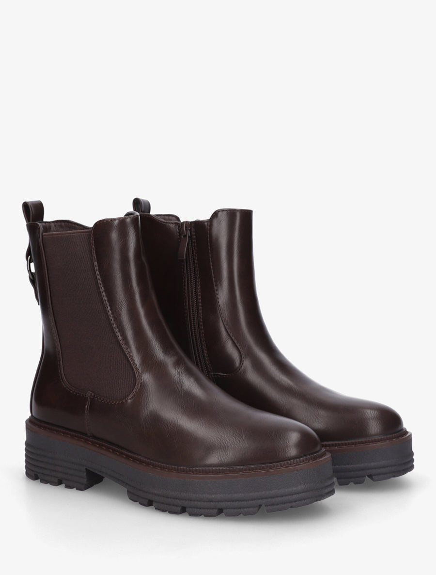 Boots élastiquées en simili - Marron - 4