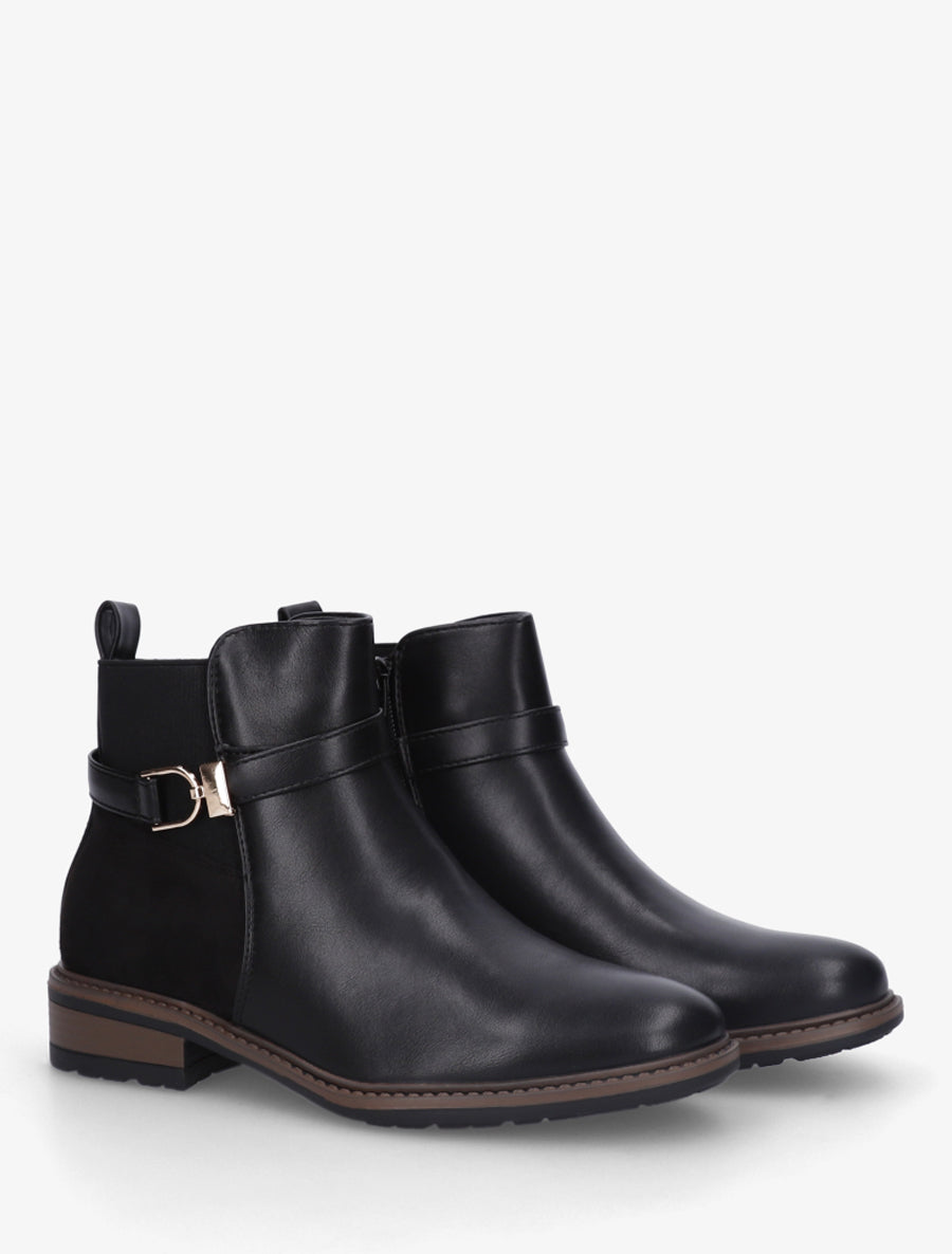 Bottines à boucle bi-matière - Noir - 4