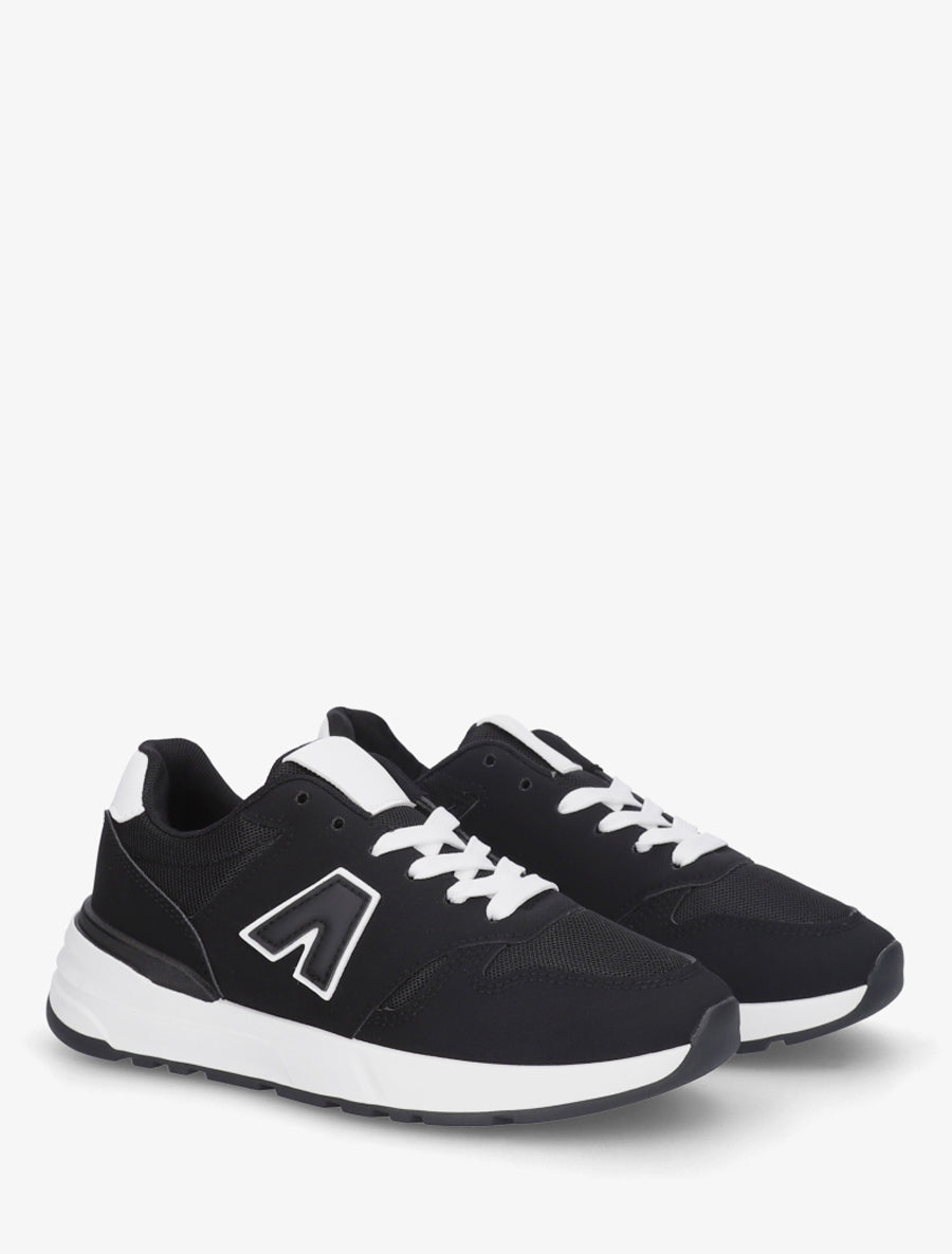 Baskets en toile et simili texturé - Noir - 4