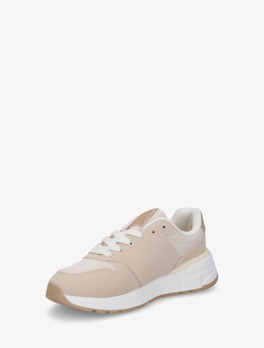 Baskets en toile et simili texturé - Beige - 3