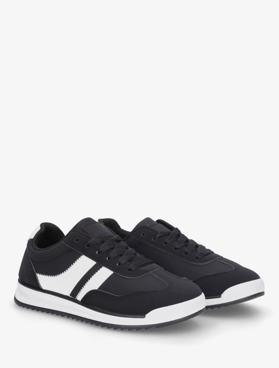 Sneakers à bandes contrastantes - Noir - 4